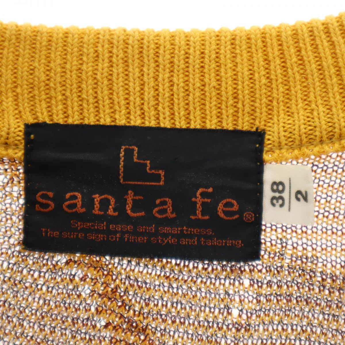 santa fe サンタフェ 総柄 長袖 Vネック セーター Feb-38 ブラウン系 ニット メンズ