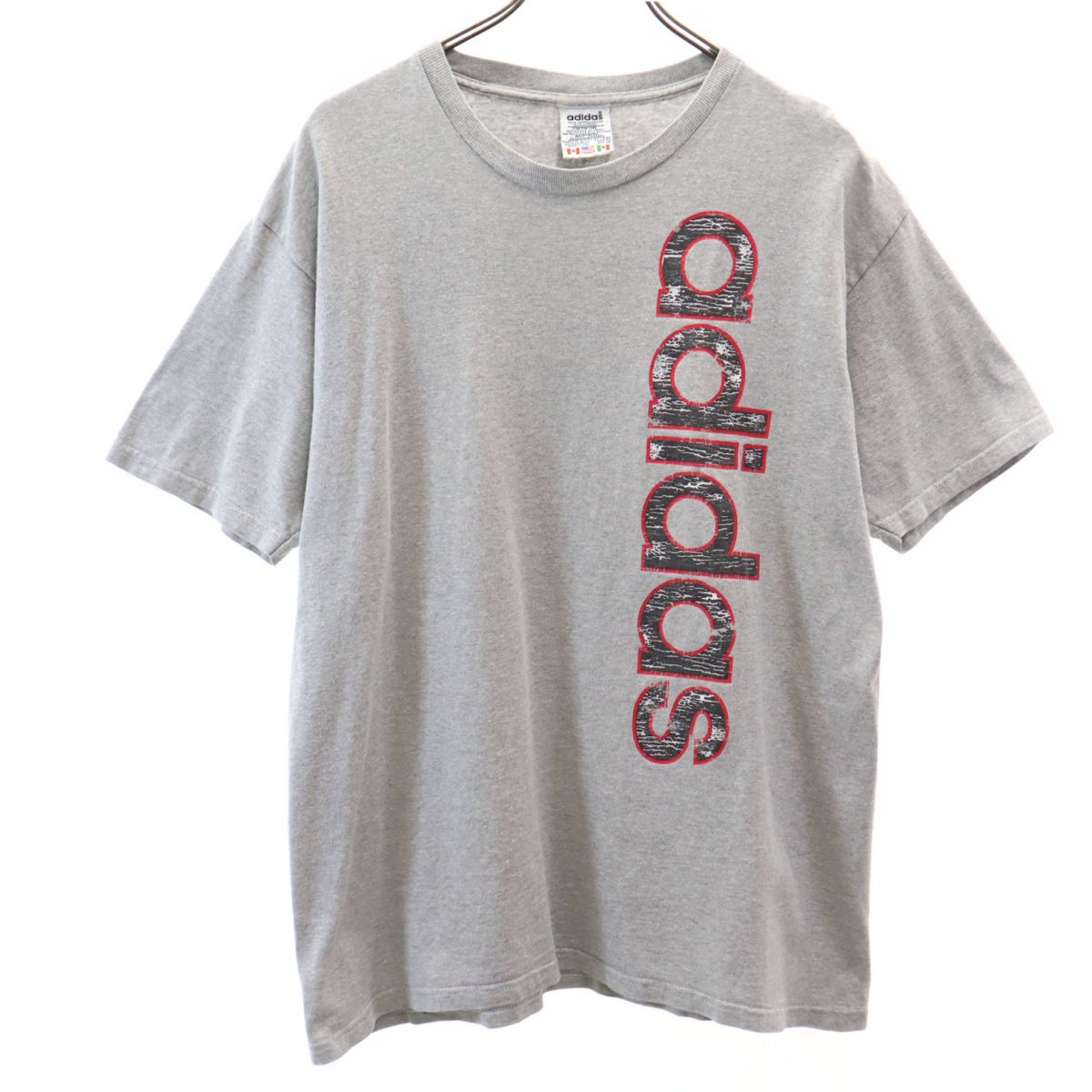 adidas アディダス 90s USA製 オールド トレフォイルロゴ 半袖 Tシャツ M グレー メンズ