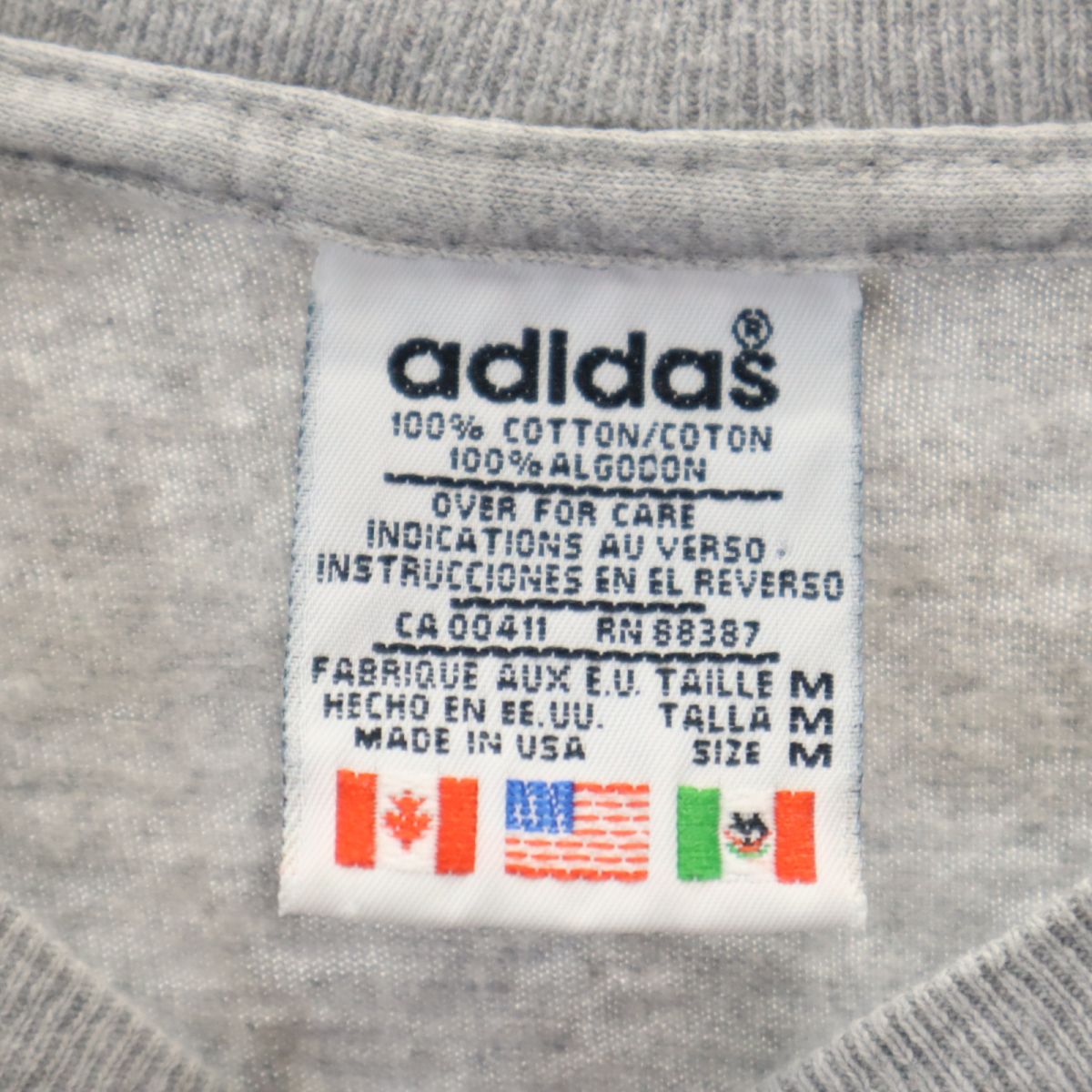 adidas アディダス 90s USA製 オールド トレフォイルロゴ 半袖 Tシャツ M グレー メンズ