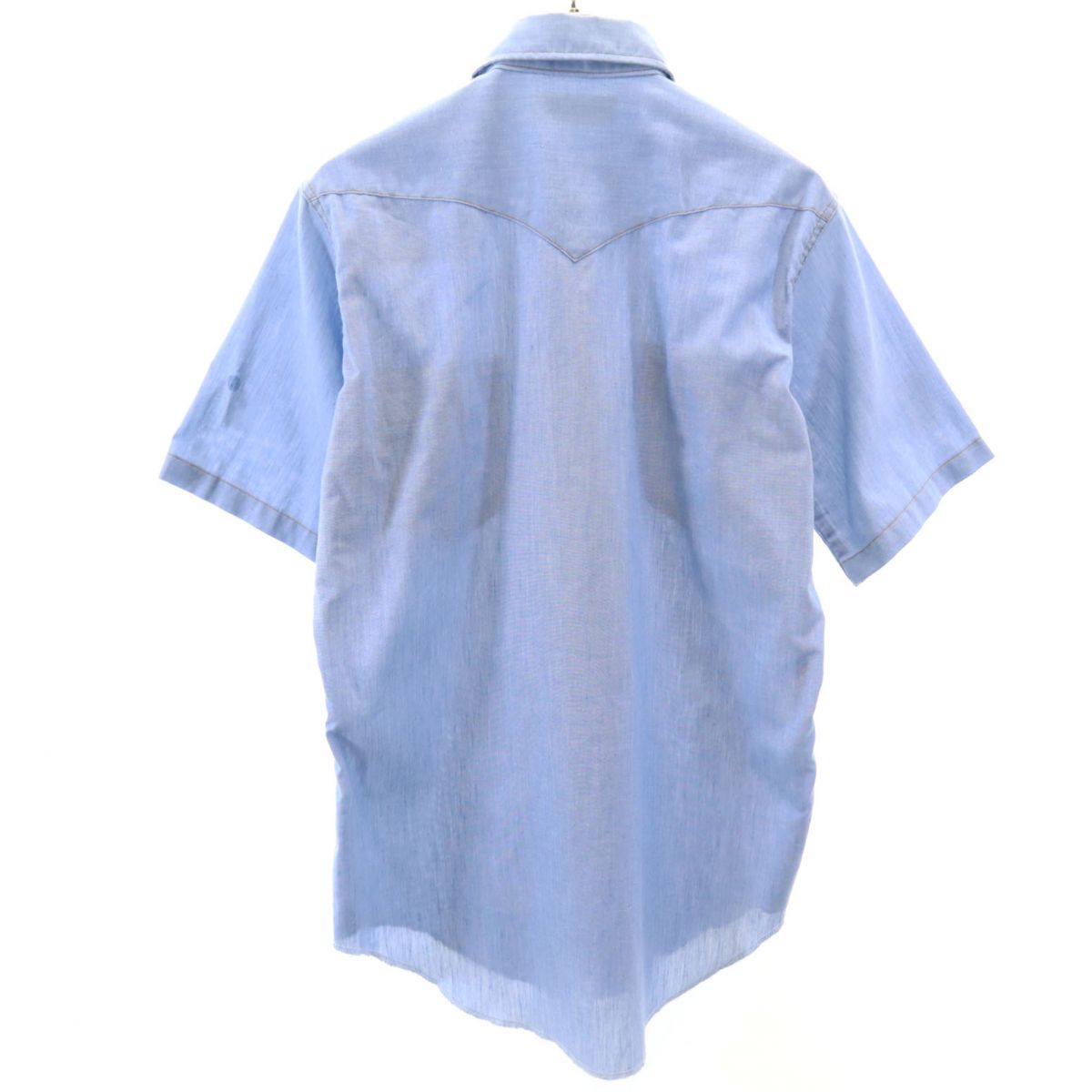 ROEBUCKS ローバックス 70s USA製 ヴィンテージ 半袖 ウエスタンシャツ M ブルー メンズ