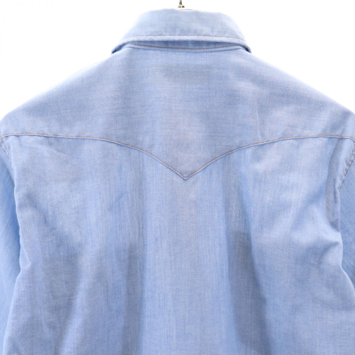 ROEBUCKS ローバックス 70s USA製 ヴィンテージ 半袖 ウエスタンシャツ M ブルー メンズ