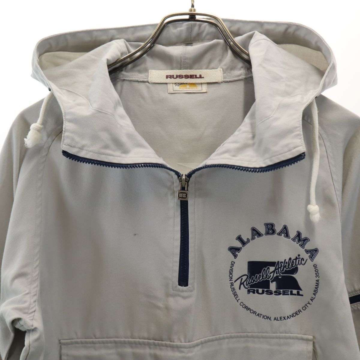 RUSSELL ラッセル 2way ハーフジップ フードジャケット M グレー系 半袖 プルオーバー メンズ