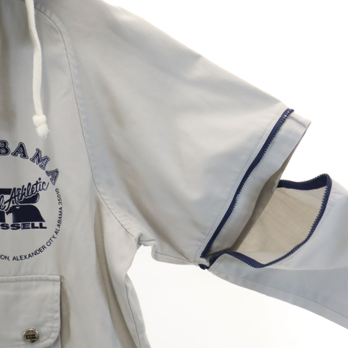 RUSSELL ラッセル 2way ハーフジップ フードジャケット M グレー系 半袖 プルオーバー メンズ