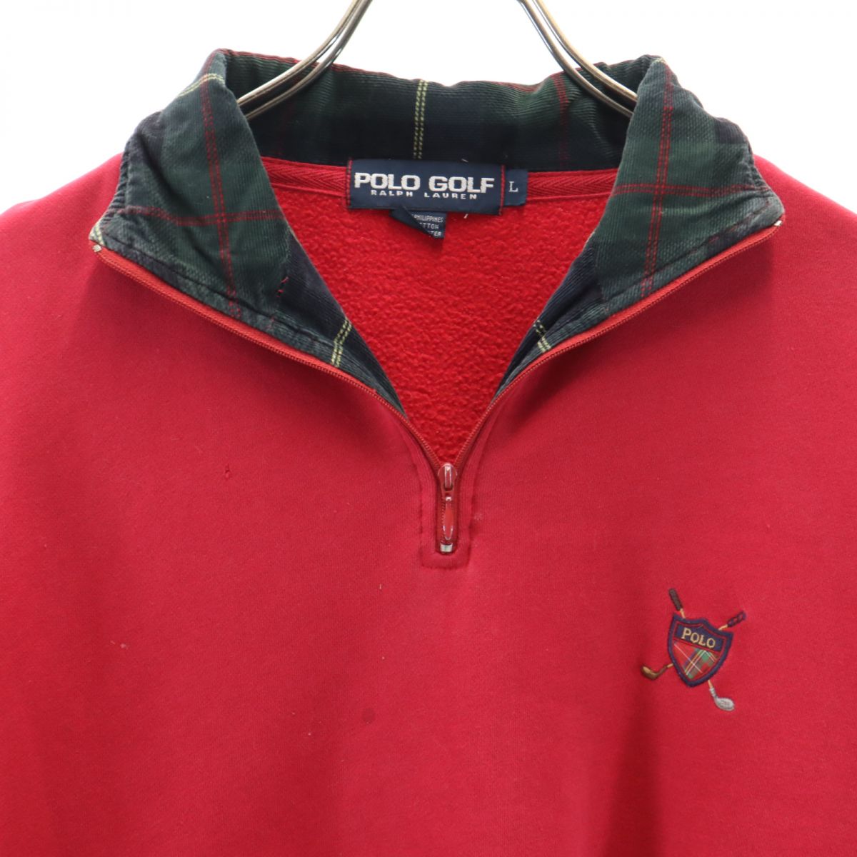 ポロゴルフ ラルフローレン 長袖 ハーフジップ トレーナー L レッド POLO GOLF RALPH LAUREN 裏起毛 メンズ
