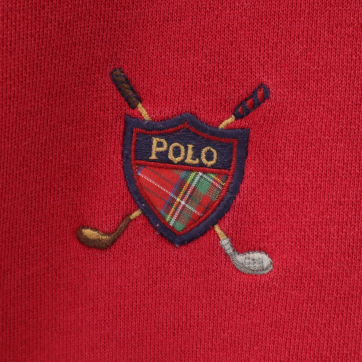 ポロゴルフ ラルフローレン 長袖 ハーフジップ トレーナー L レッド POLO GOLF RALPH LAUREN 裏起毛 メンズ