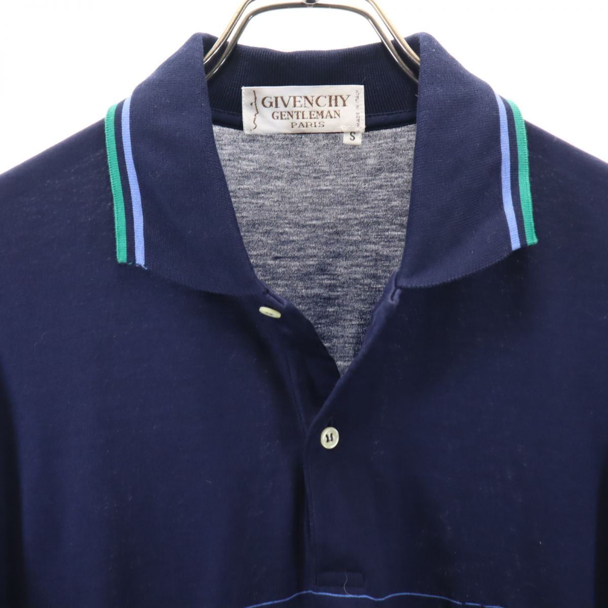 GIVENCHY ジバンシィ イタリア製 ライン入り 半袖 ポロシャツ S ネイビー GENTLEMAN PARIS メンズ