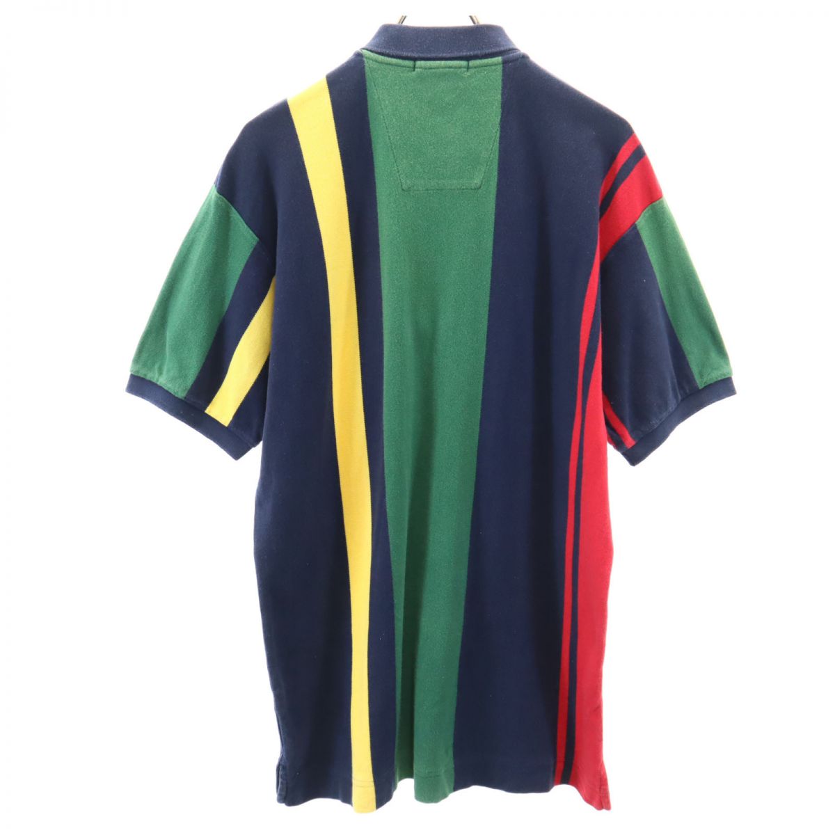 NAUTICA ノーティカ 90s オールド ストライプ柄 半袖 ポロシャツ M 鹿の子地 メンズ