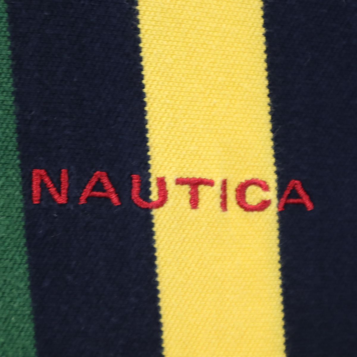 NAUTICA ノーティカ 90s オールド ストライプ柄 半袖 ポロシャツ M 鹿の子地 メンズ
