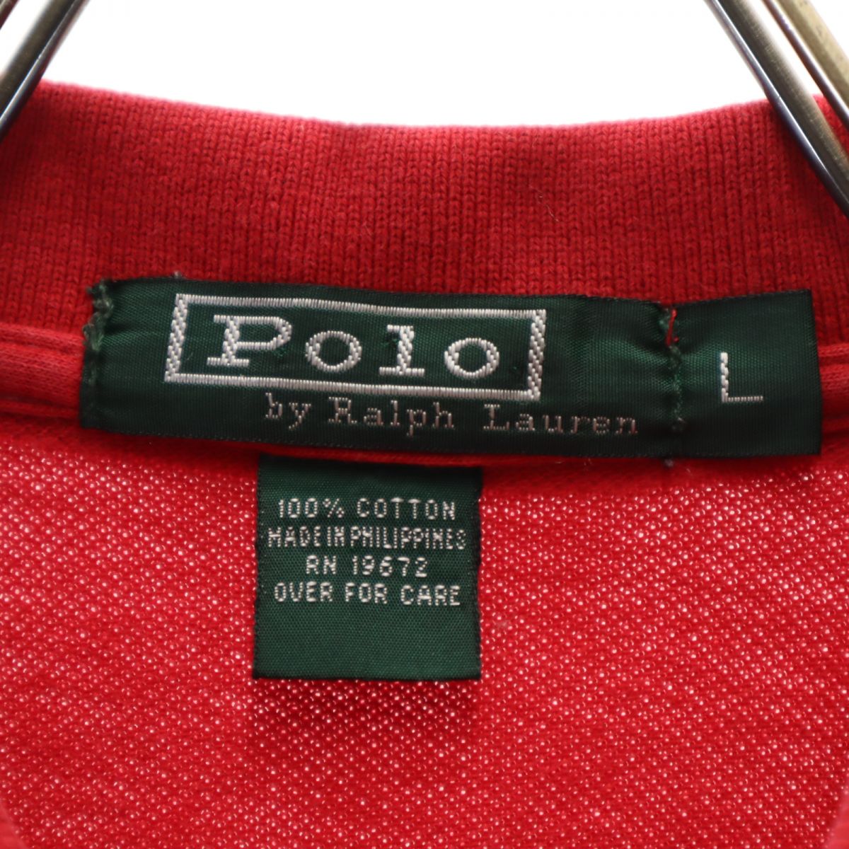 Polo by Ralph Lauren ポロバイラルフローレン 80s 緑タグ ヴィンテージ 半袖 ポロシャツ L レッド 鹿の子地 レディース