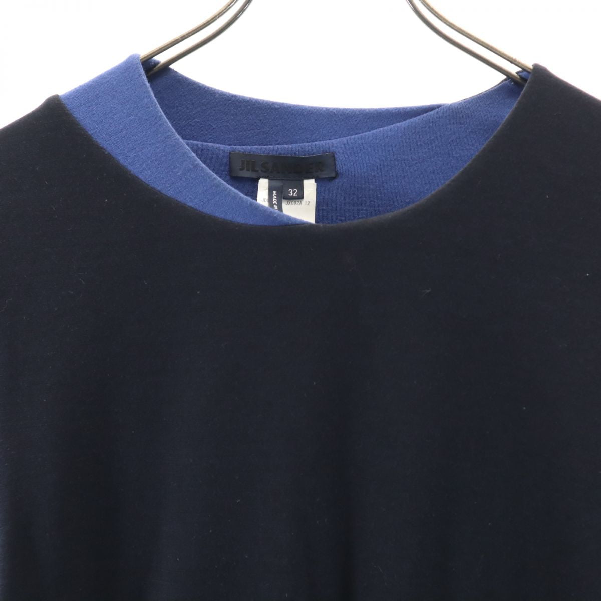 JIL SANDER ジルサンダー イタリア製 半袖 ミニワンピース 32 ネイビー×ブルー レディース