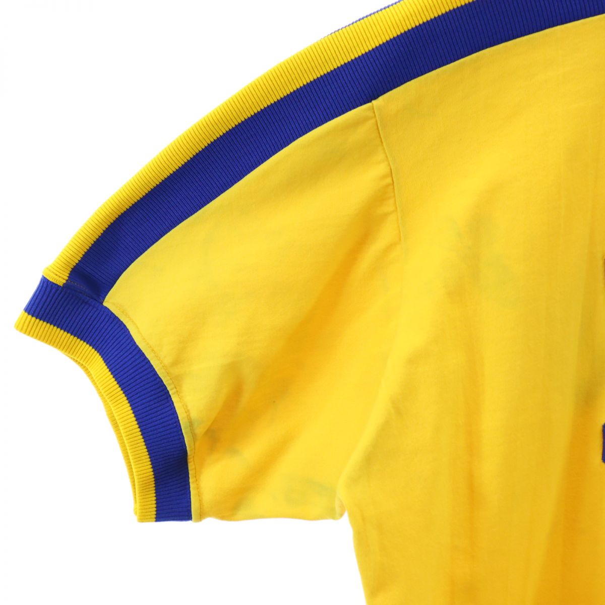 RUSSELL ラッセル 70s 80s USA製 ヴィンテージ 半袖 Vネック Tシャツ L イエロー系 ジャージ素材 メンズ