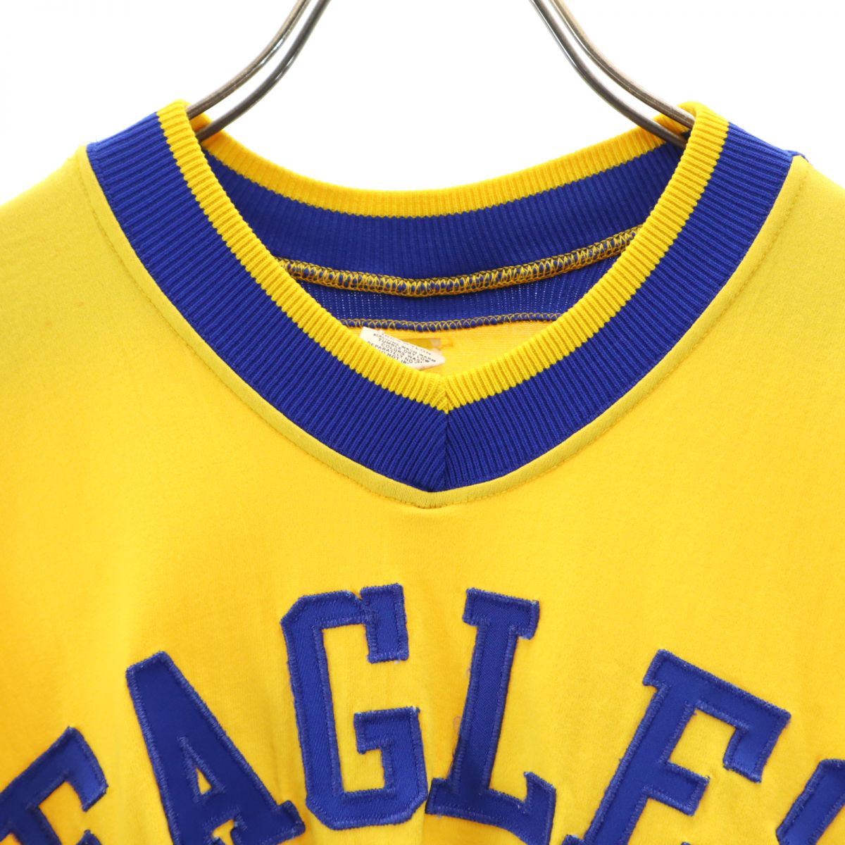 RUSSELL ラッセル 70s 80s USA製 ヴィンテージ 半袖 Vネック Tシャツ L イエロー系 ジャージ素材 メンズ