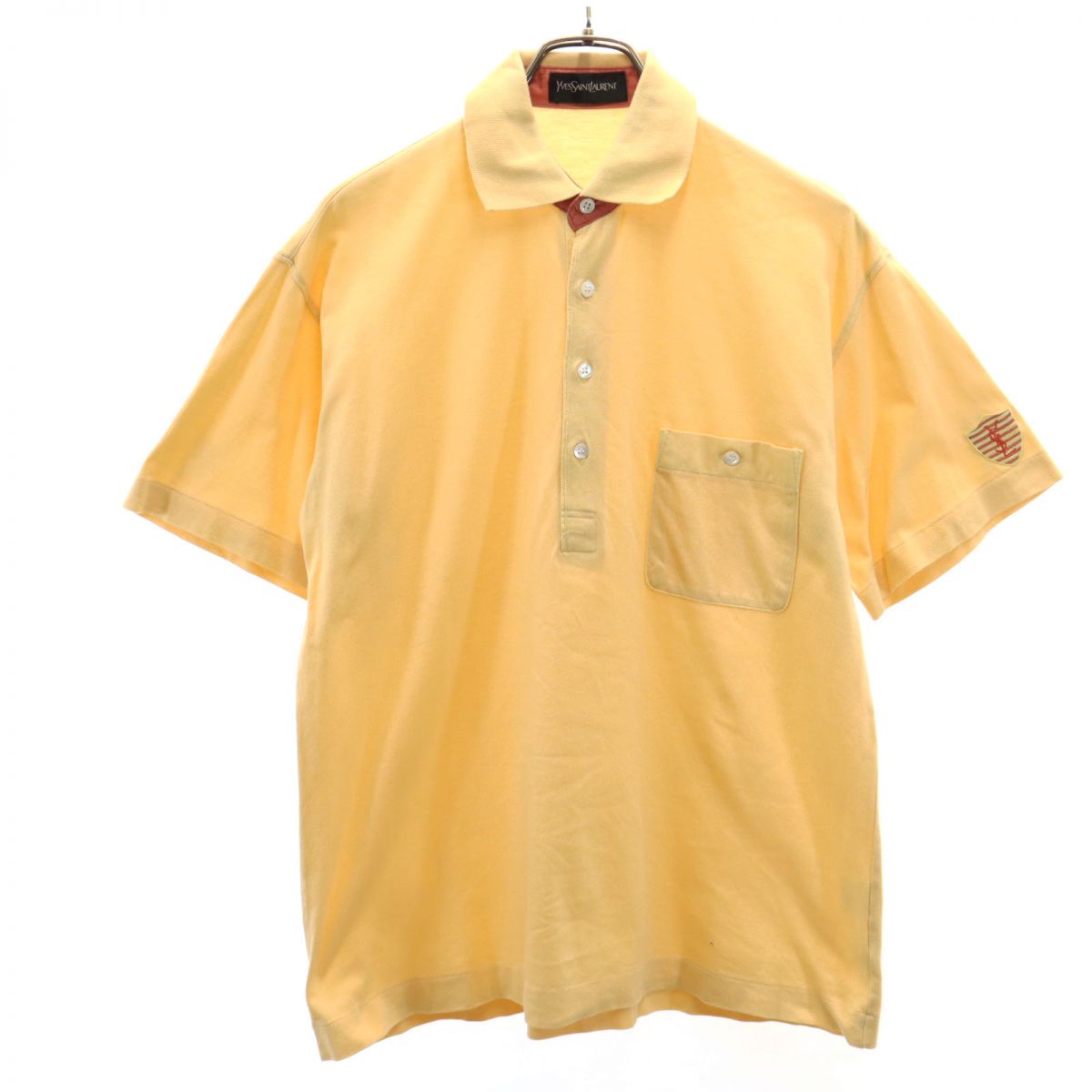 YVES SAINT LAURENT イヴサンローラン 半袖 ポロシャツ M イエロー 鹿の子地 メンズ