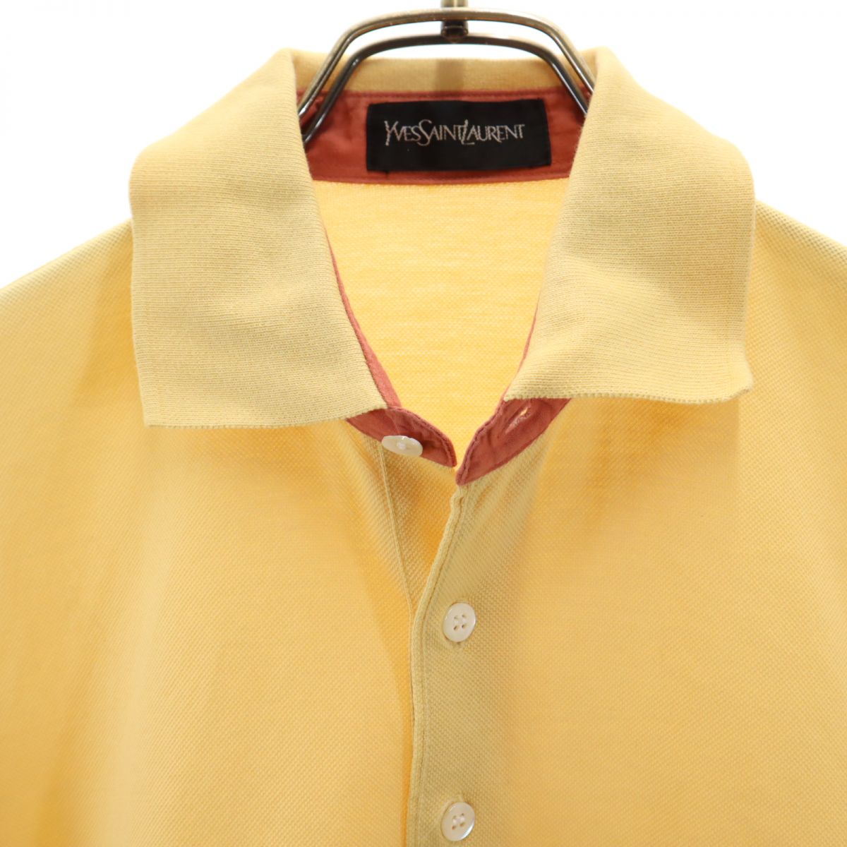 YVES SAINT LAURENT イヴサンローラン 半袖 ポロシャツ M イエロー 鹿の子地 メンズ