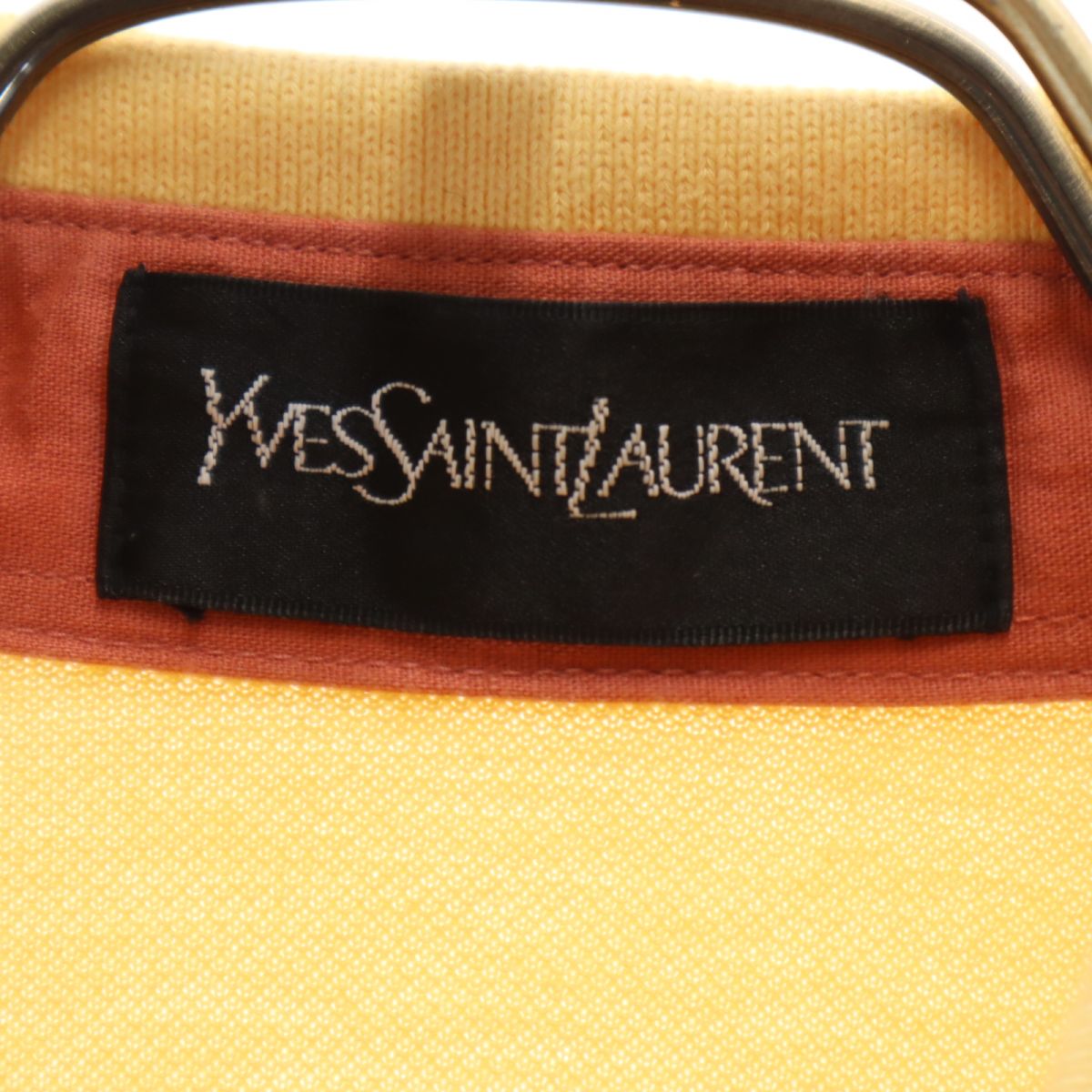 YVES SAINT LAURENT イヴサンローラン 半袖 ポロシャツ M イエロー 鹿の子地 メンズ
