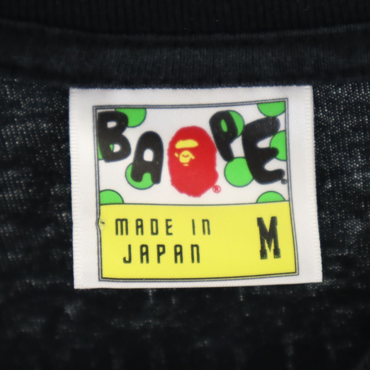 BAPE ベイプ 日本製 プリント 半袖 Tシャツ M ブラック A BATHING APE メンズ