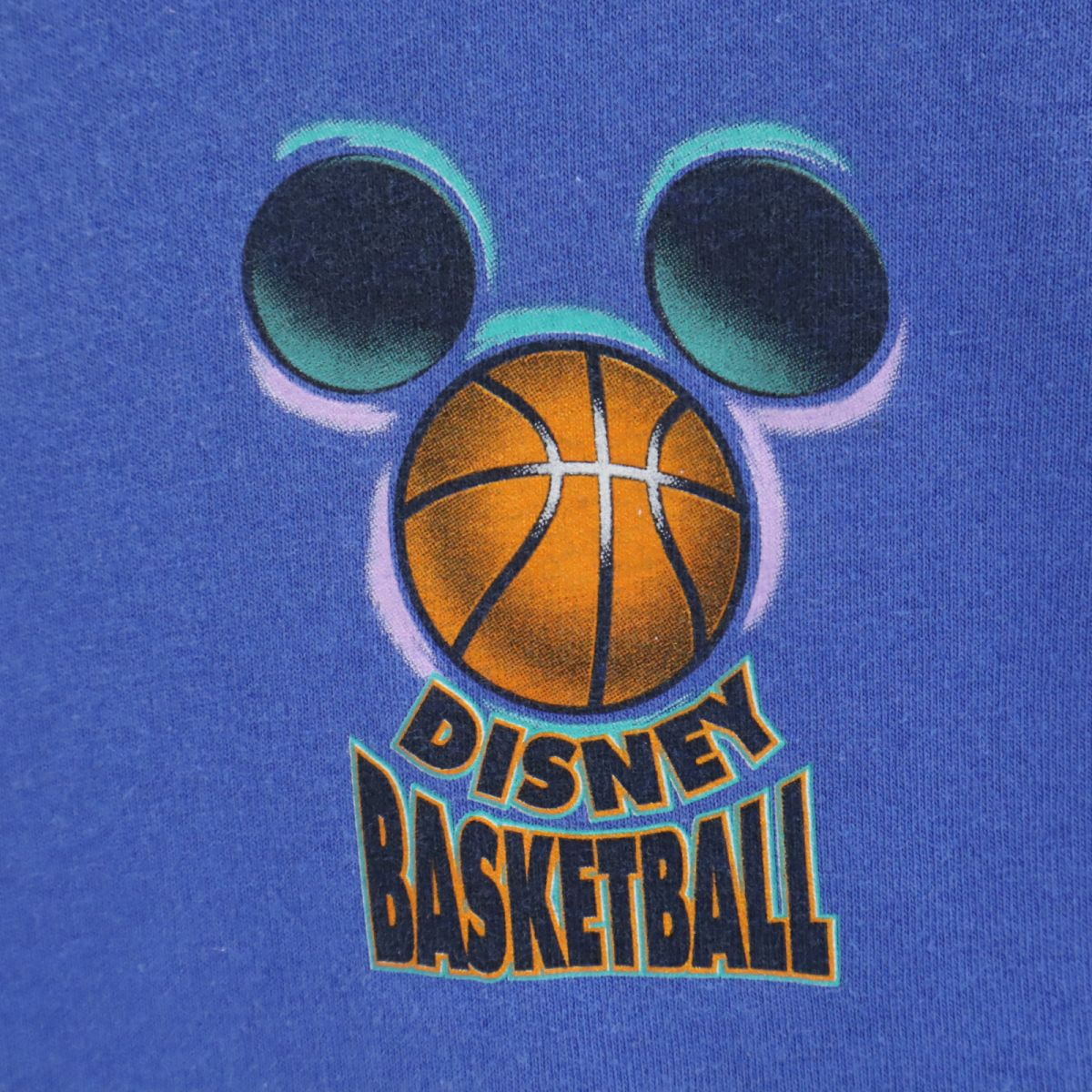 Disney ATHLETICS ディズニーアスレティックス 90s USA製 オールド プリント ミッキー 半袖 Tシャツ M ブルー バスケットボール メンズ