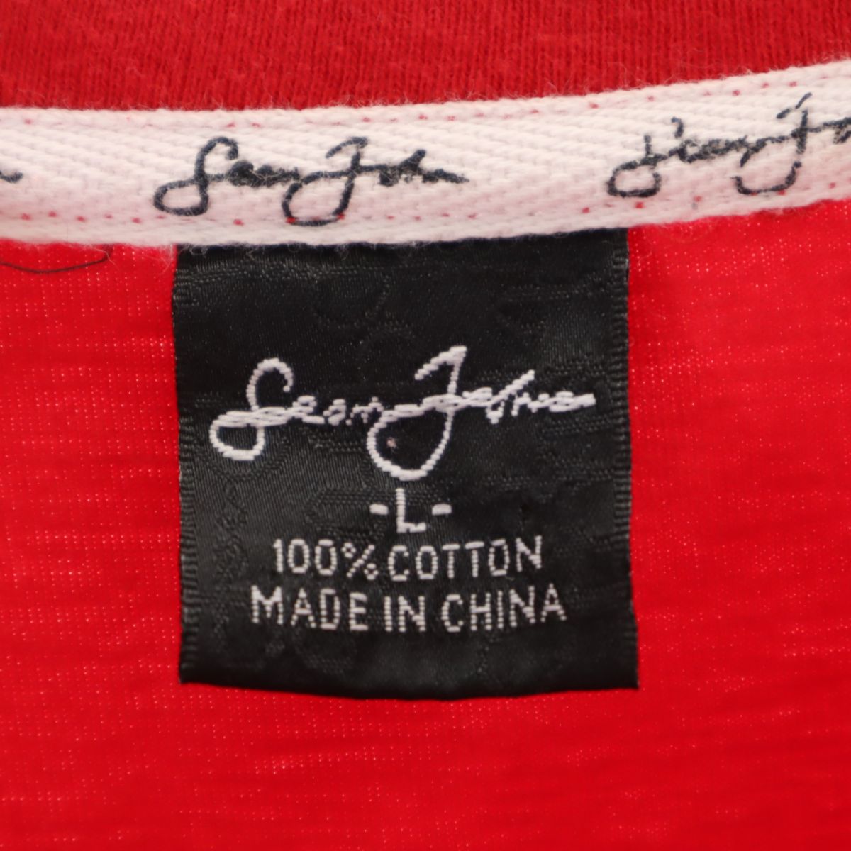 Sean John ショーンジョン プリント 半袖 Tシャツ L レッド メンズ