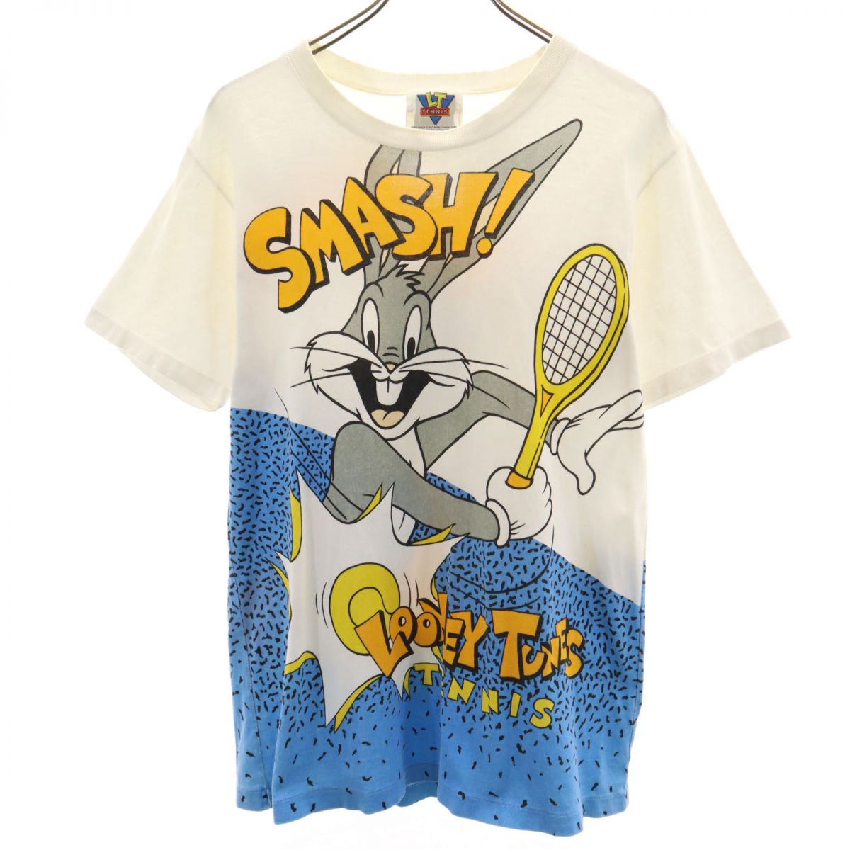 LOONEY TUNES ルーニーテューンズ 90s オールド プリント バッグス・バニー 半袖 Tシャツ ホワイト テニス メンズ