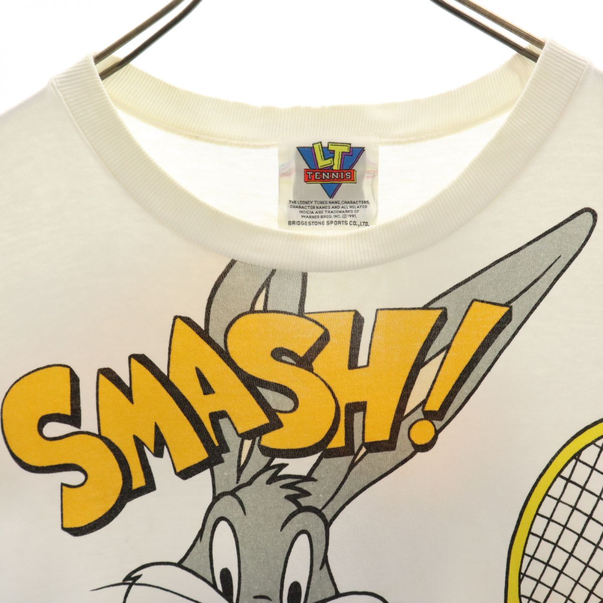 LOONEY TUNES ルーニーテューンズ 90s オールド プリント バッグス・バニー 半袖 Tシャツ ホワイト テニス メンズ