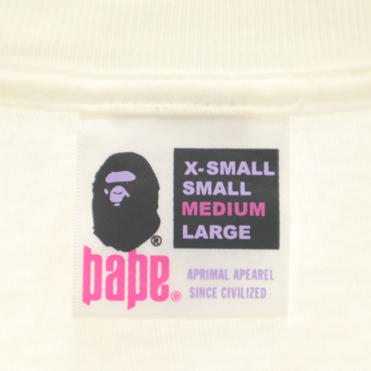 A BATHING APE アベイシングエイプ 日本製 プリント 半袖 Tシャツ S ホワイト メンズ