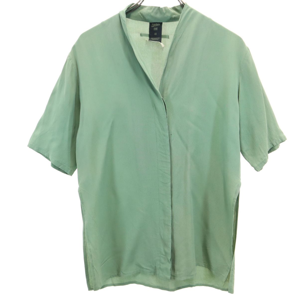 ジャンポールゴルチェ イタリア製 半袖 シャツ 40 グリーン系 ブラウス レディース