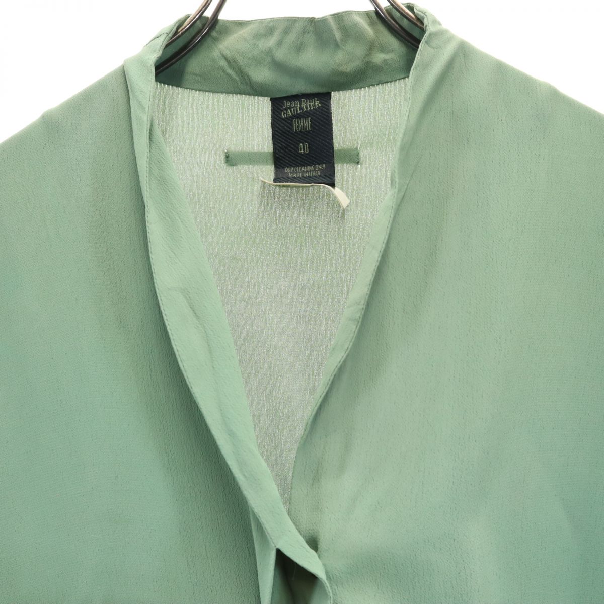 ジャンポールゴルチェ イタリア製 半袖 シャツ 40 グリーン系 ブラウス レディース