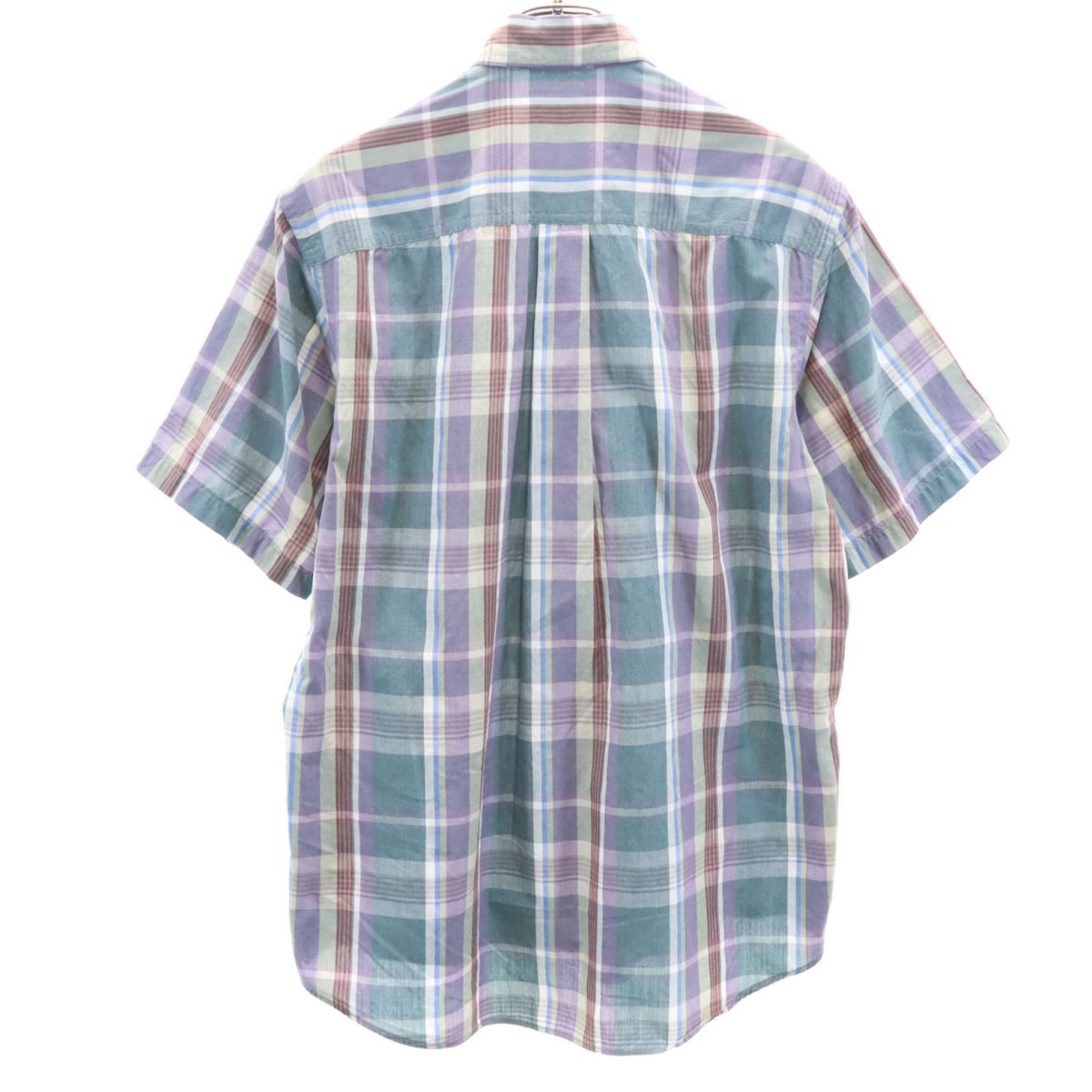 VAN HEUSEN ヴァンヒューゼン 80s 90s オールド チェック柄 半袖 ボタンダウンシャツ M メンズ