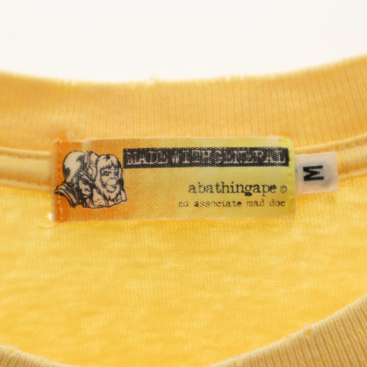 A BATHING APE アベイシングエイプ 両面プリント 半袖 Tシャツ M イエロー×オレンジ メンズ