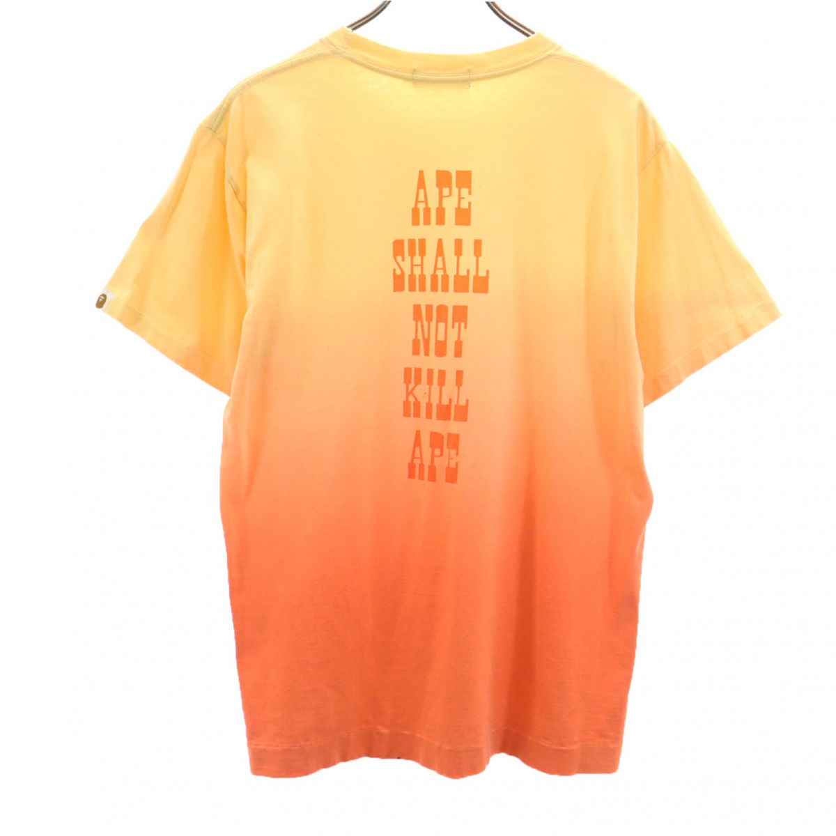 A BATHING APE アベイシングエイプ 両面プリント 半袖 Tシャツ M イエロー×オレンジ メンズ