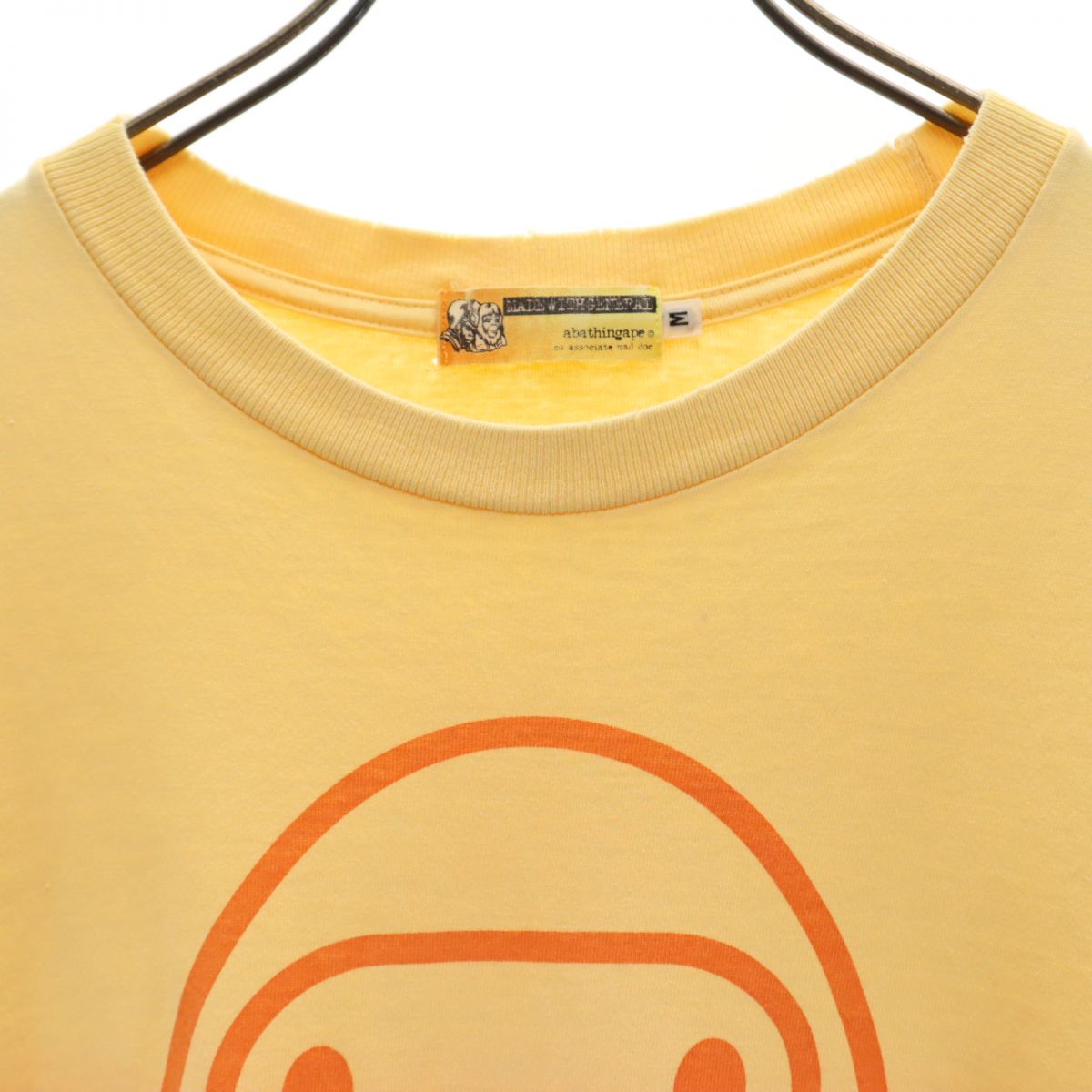 A BATHING APE アベイシングエイプ 両面プリント 半袖 Tシャツ M イエロー×オレンジ メンズ