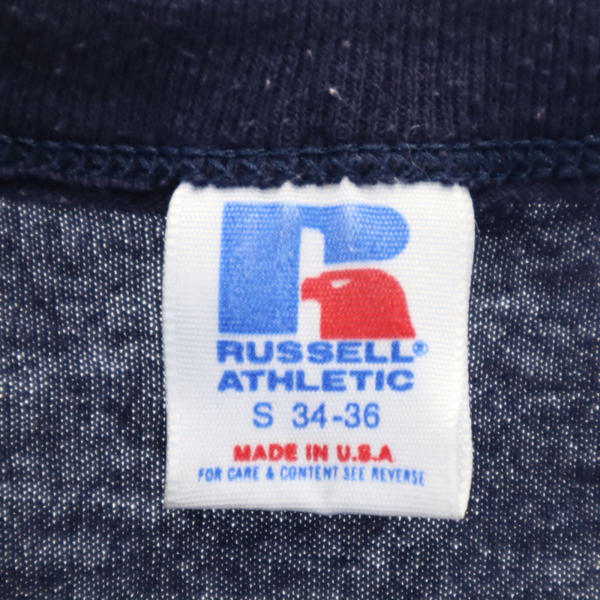 RUSSELL ATHLETIC ラッセルアスレチック 90s USA製 オールド プリント 半袖 Tシャツ S ネイビー メンズ