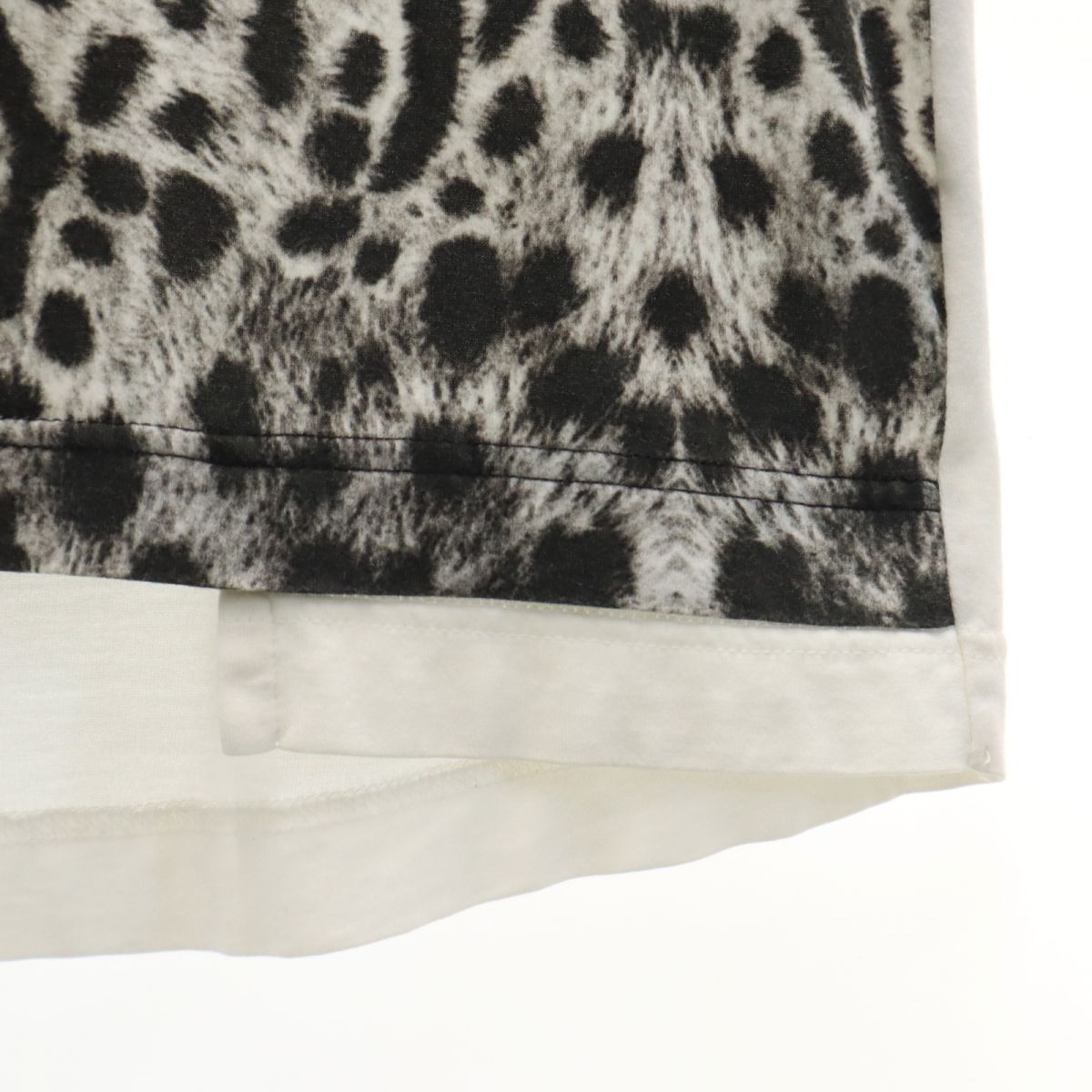 ミハラヤスヒロ 日本製 ヒョウ柄 半袖 Tシャツ 44 白×黒 MIHARA YASUHIRO メンズ