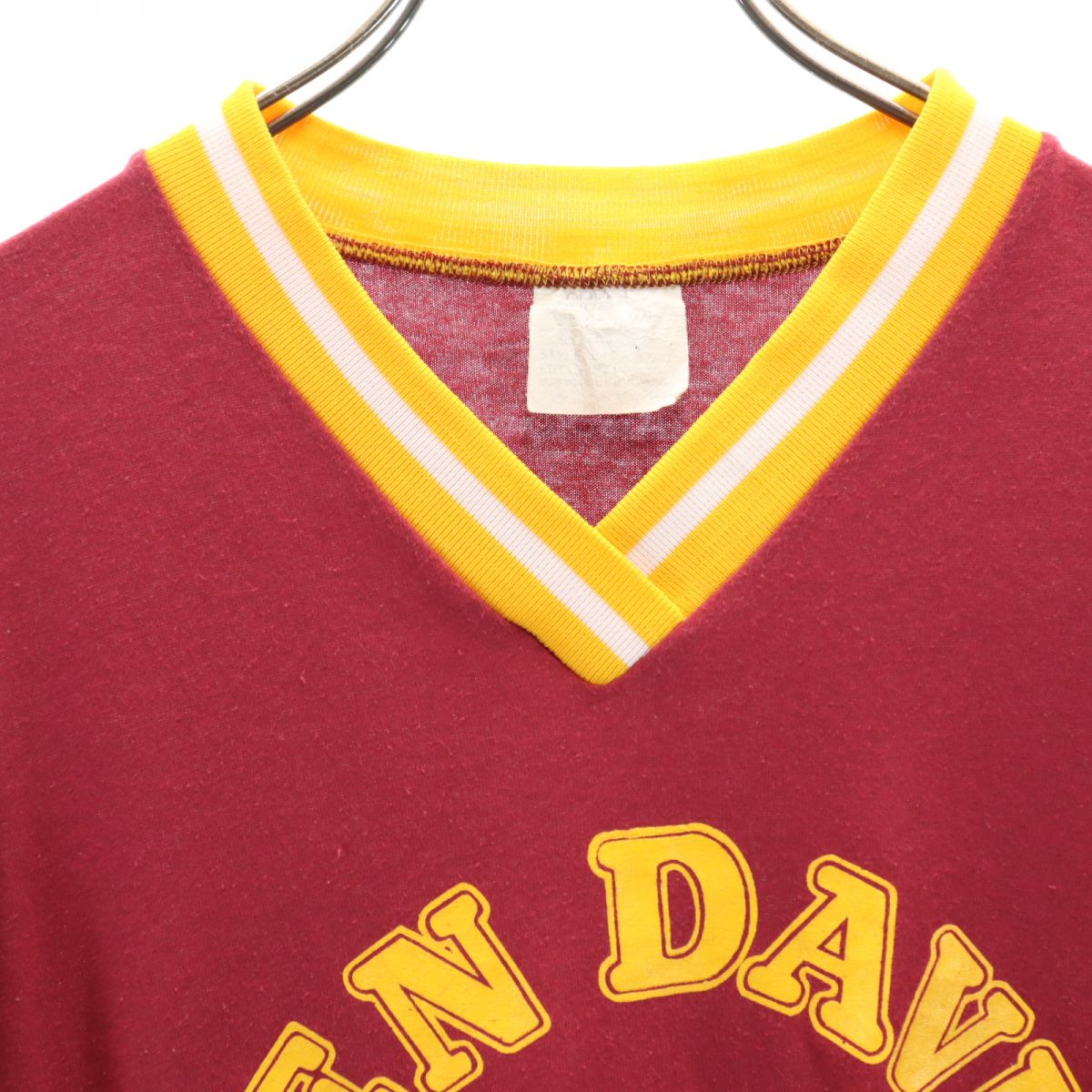 BEN DAVIS ベンデイビス 80s 90s ヴィンテージ ゲームT プリント 半袖 Vネック Tシャツ L レッド メンズ