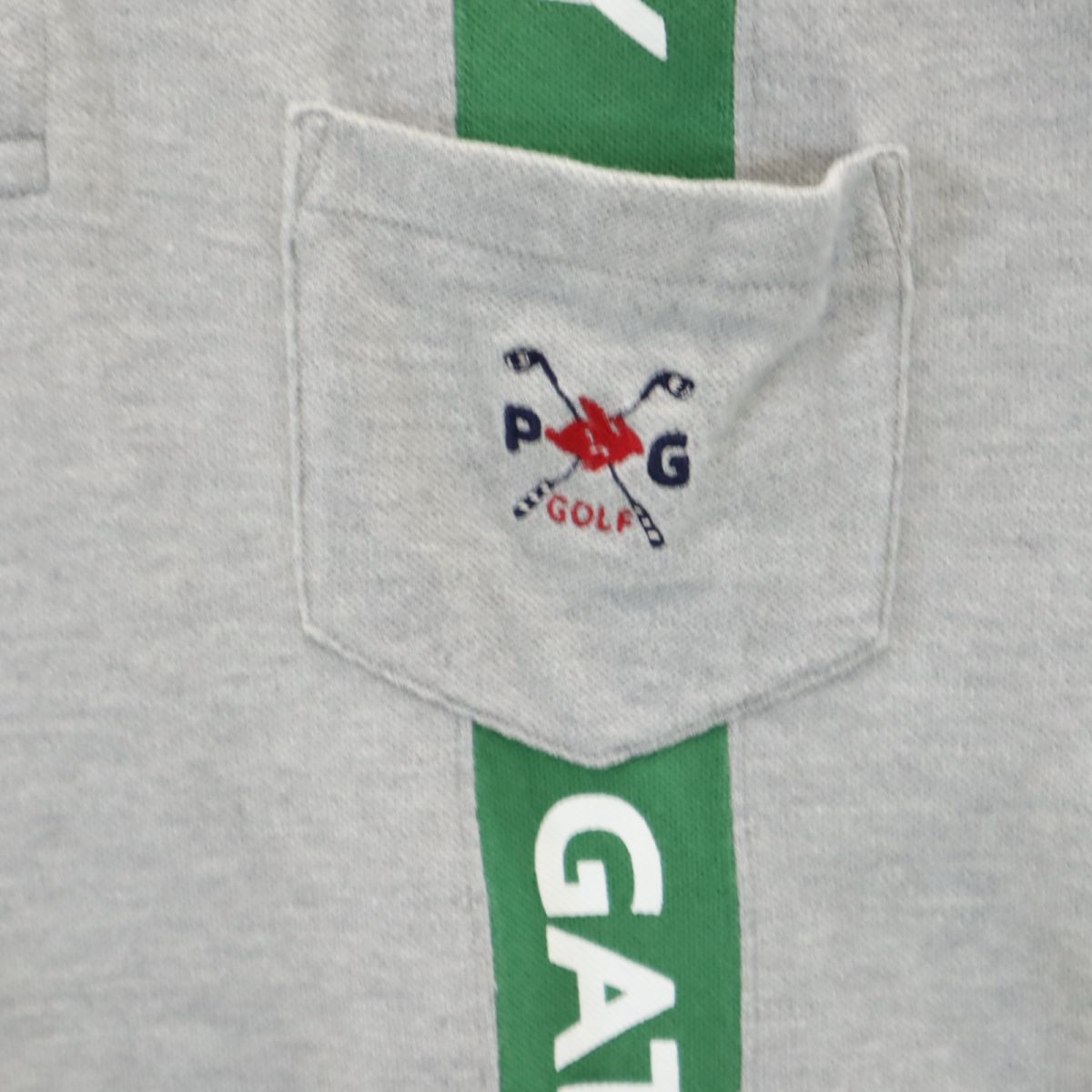 PEARLY GATES パーリーゲイツ プリント ゴルフ 半袖 ポロシャツ 3 グレー ハーフボタン メンズ