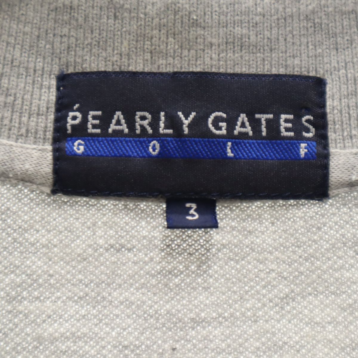 PEARLY GATES パーリーゲイツ プリント ゴルフ 半袖 ポロシャツ 3 グレー ハーフボタン メンズ