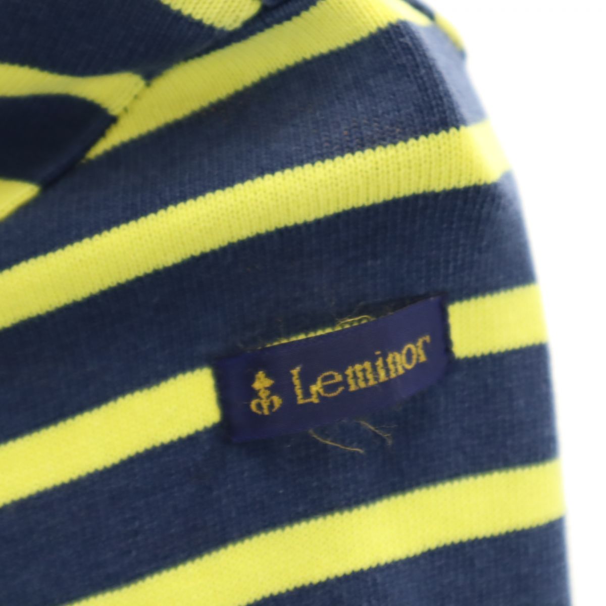 Le Minor ルミノア フランス製 ボーダー柄 長袖 ボートネック バスクシャツ  ネイビー×イエロー ロンT レディース