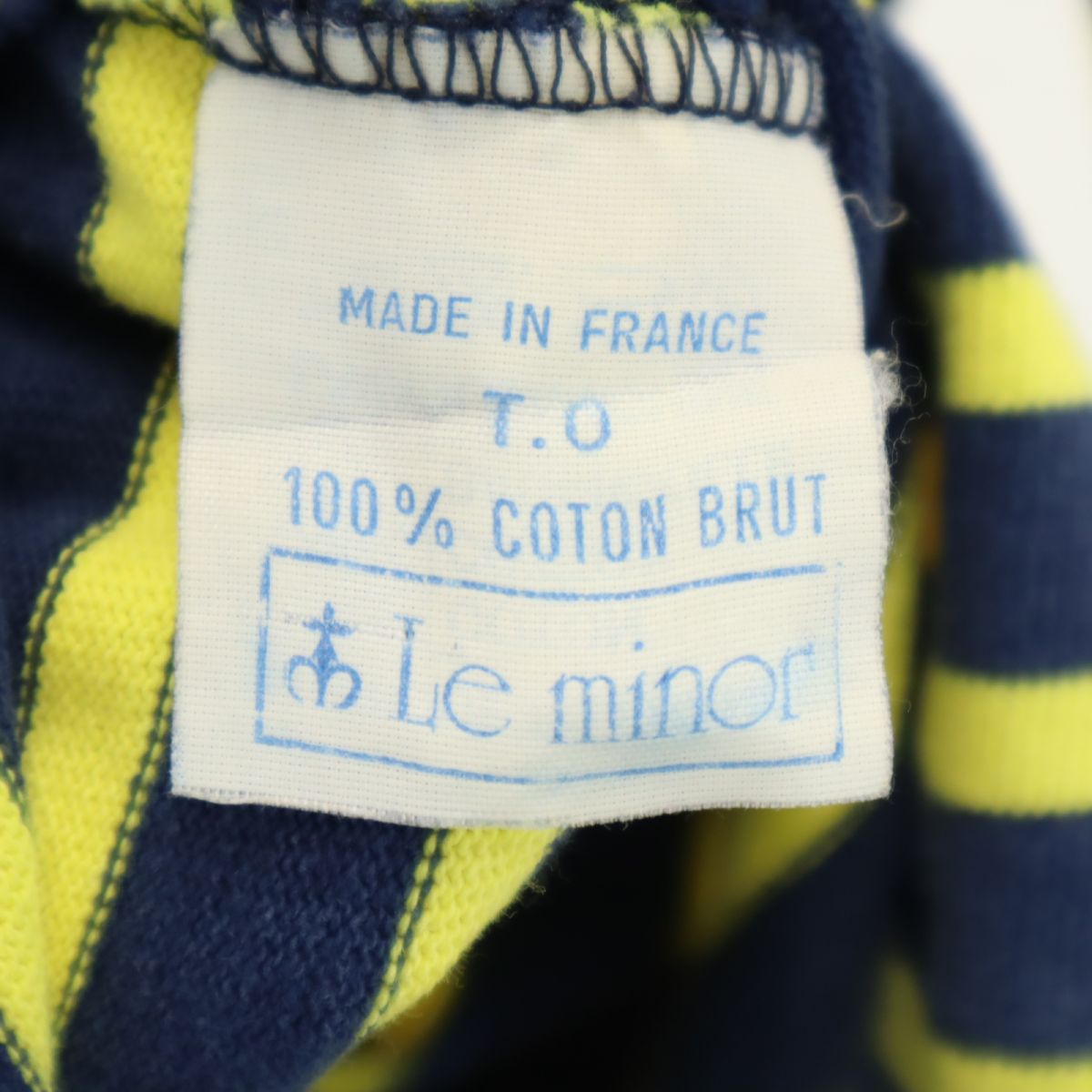 Le Minor ルミノア フランス製 ボーダー柄 長袖 ボートネック バスクシャツ  ネイビー×イエロー ロンT レディース