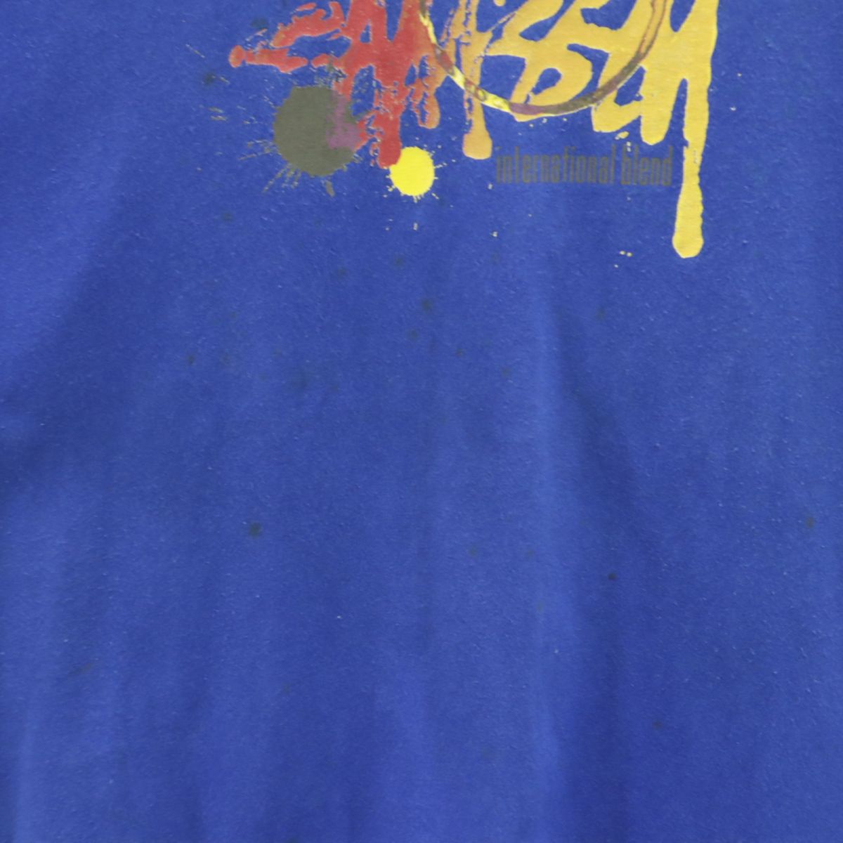 ステューシー 90s USA製 紺タグ オールド プリント 半袖 Tシャツ L ブルー STUSSY メンズ