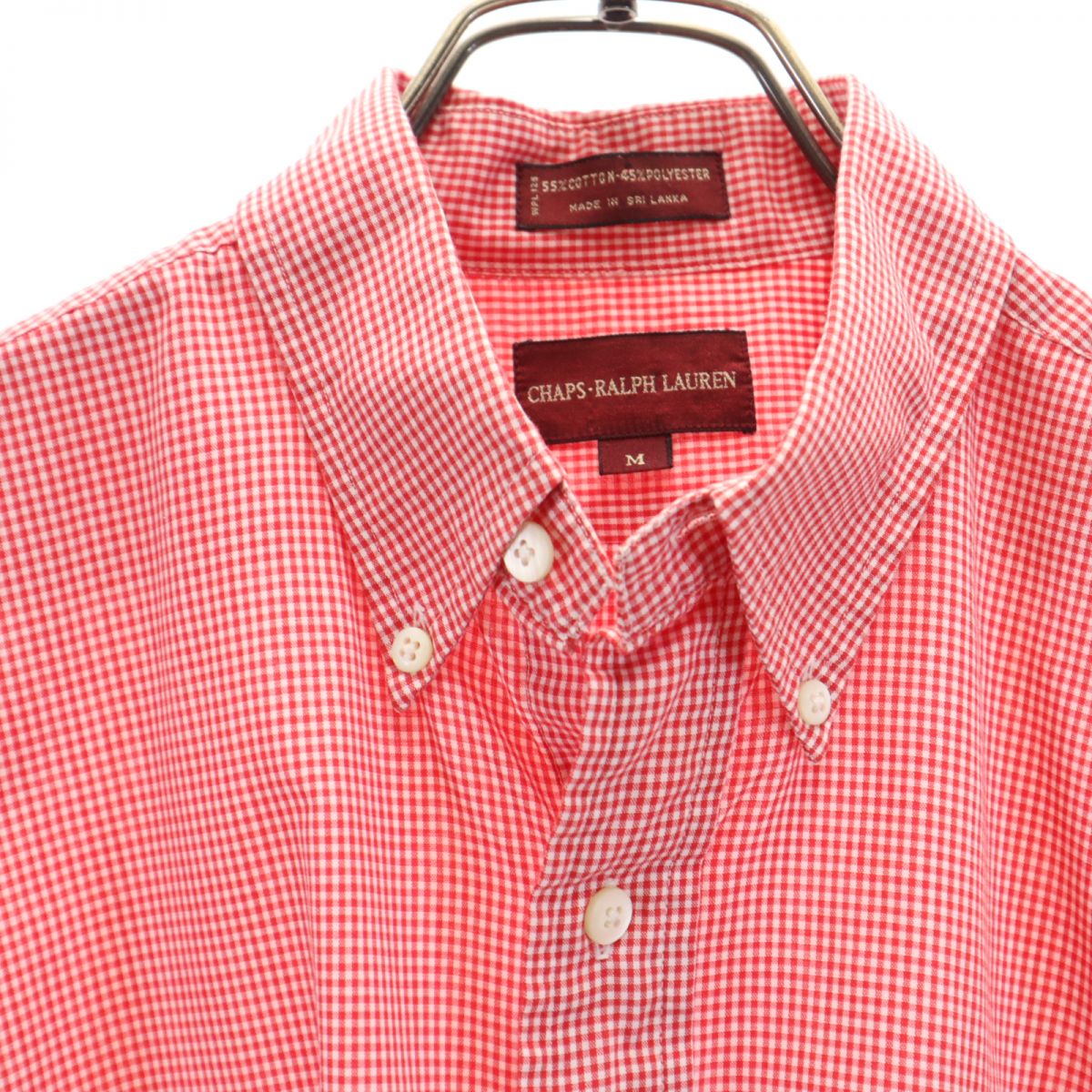 チャップスラルフローレン 70s ヴィンテージ チェック 半袖 ボタンダウンシャツ M レッド系 CHAPS RALPH LAUREN メンズ