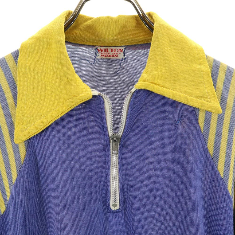 WILTON ウィルトン 50s 半袖 ゲームシャツ ポロシャツ M イエロー×ネイビー オールド ヴィンテージ メンズ