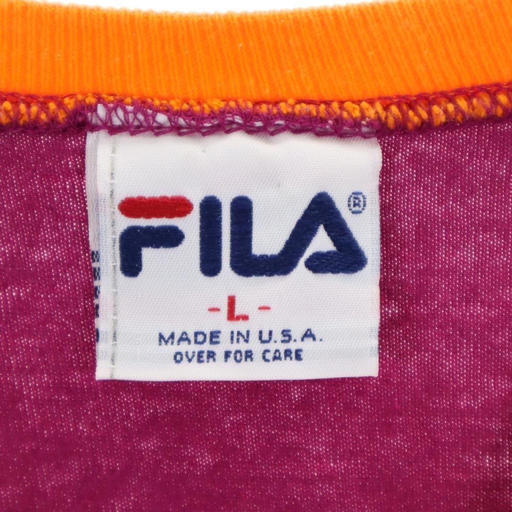 FILA フィラ 90s USA製 オールド 半袖 Tシャツ L パープル系 メンズ