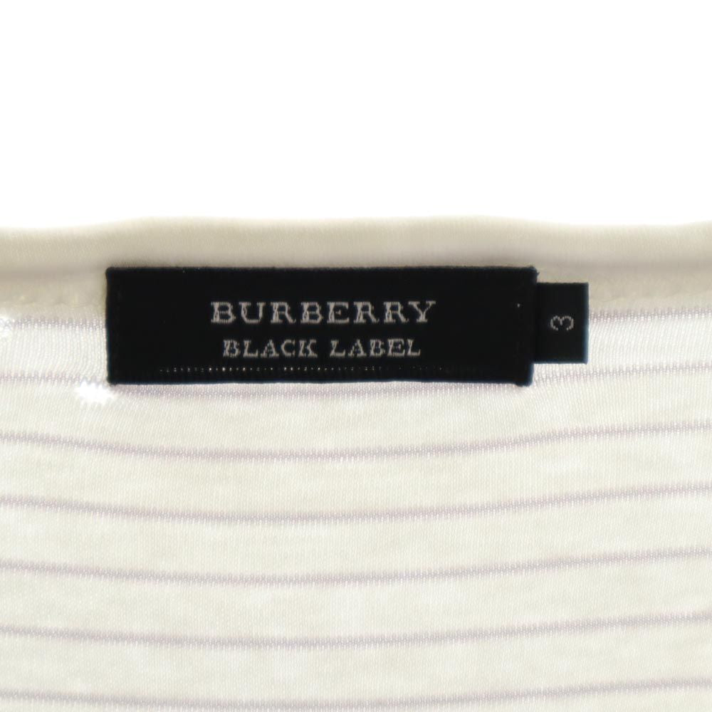 BURBERRY BLACK LABEL バーバリーブラックレーベル 日本製 三陽商会 ボーダー 半袖 カットソー 3 ホワイト系 メンズ