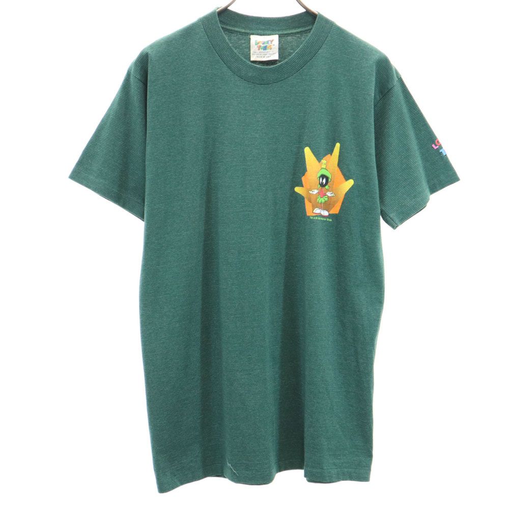 LOONEY TUNES ルーニーテューンズ 90s USA製 オールド ボーダー プリント 半袖 Tシャツ M グリーン メンズ