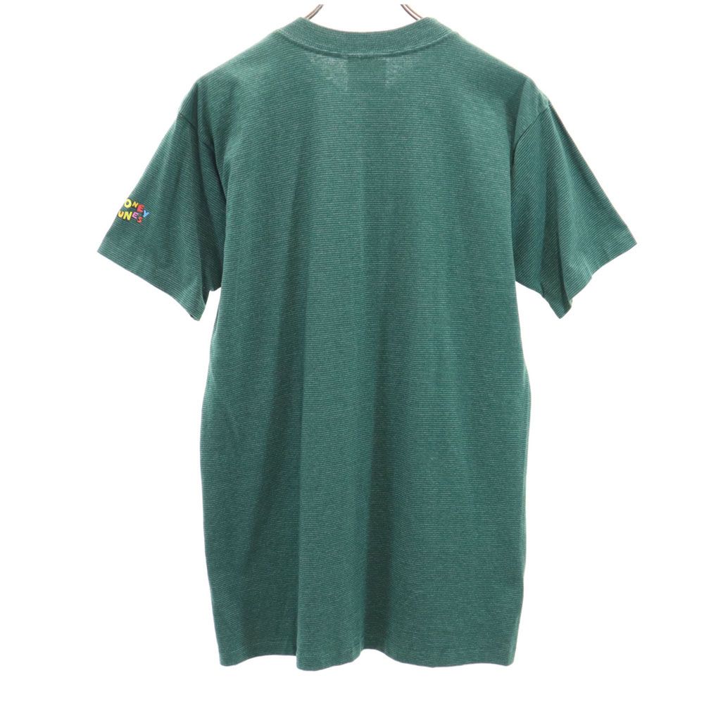 LOONEY TUNES ルーニーテューンズ 90s USA製 オールド ボーダー プリント 半袖 Tシャツ M グリーン メンズ