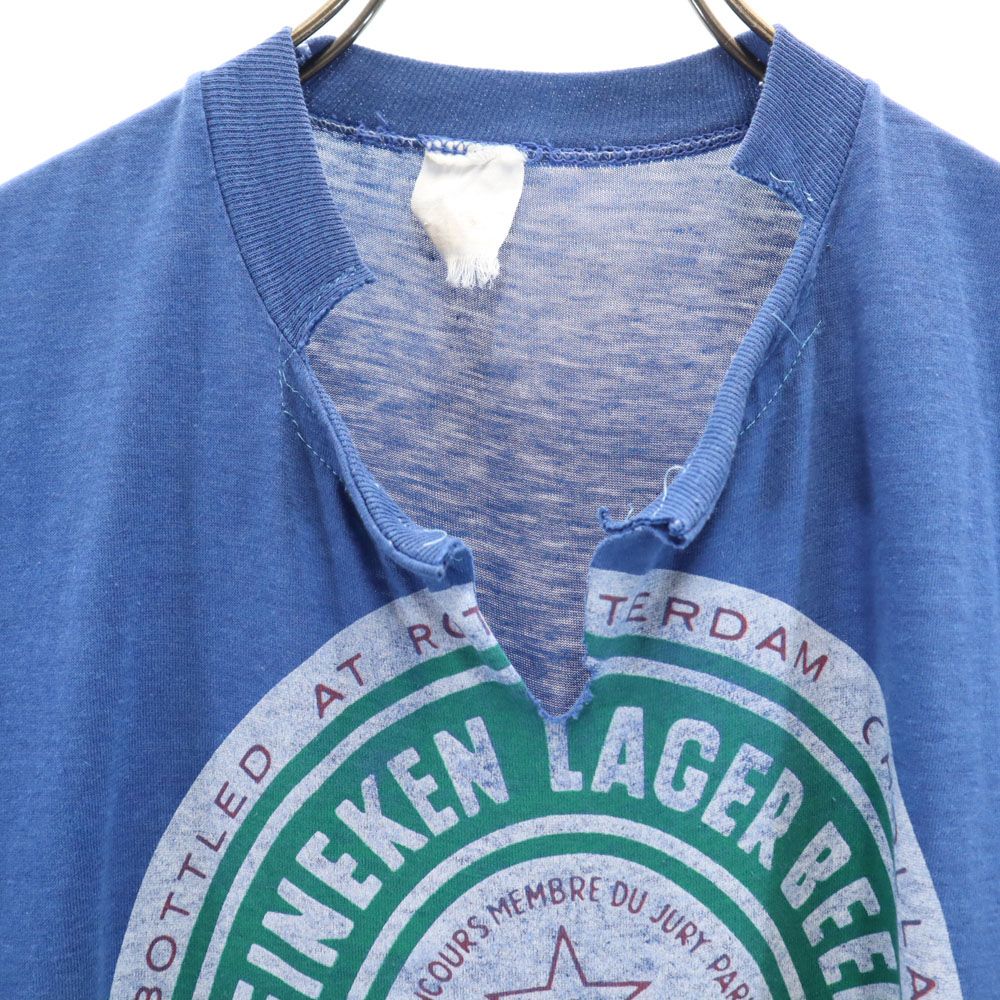 VINTAGE ヴィンテージ 70s 80s USA製 プリント 半袖 Tシャツ ブルー メンズ