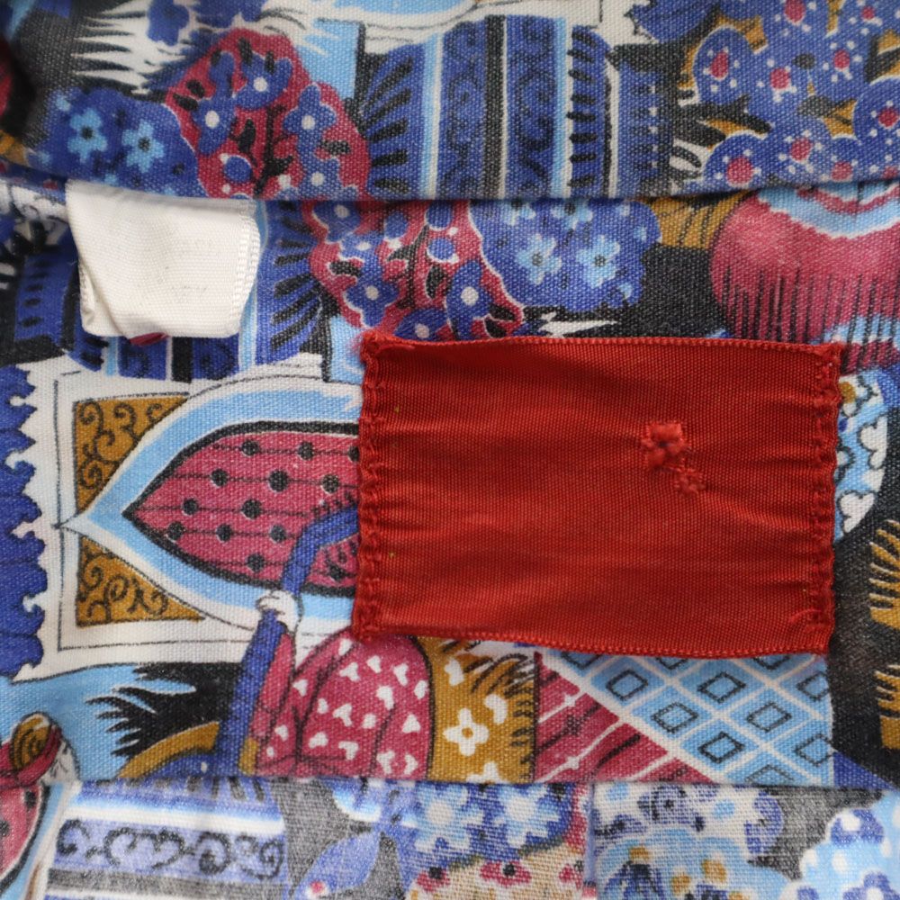 キングスロード 70s ヴィンテージ 総柄 半袖 シャツ M ブルー系 メンズ