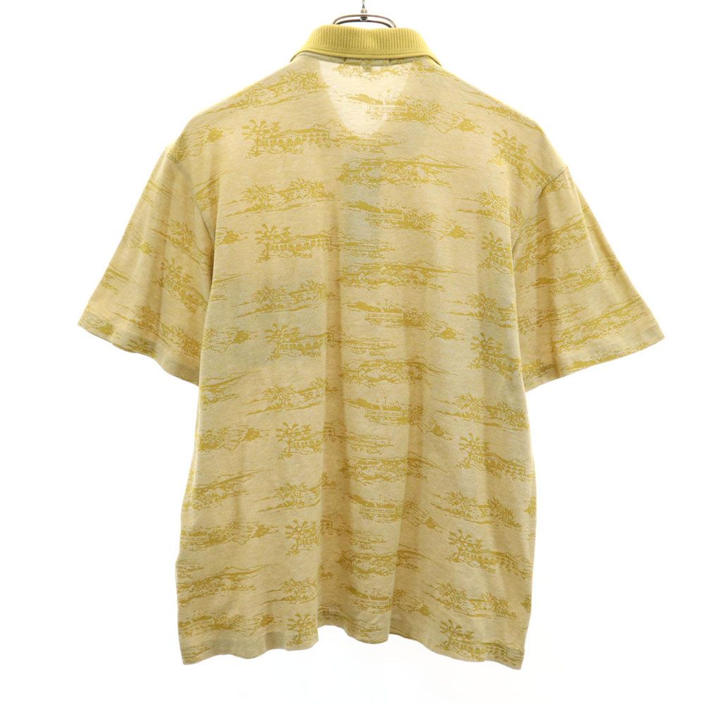 ダックス 日本製 総柄 半袖 ポロシャツ L ブラウン DAKS 鹿の子 メンズ