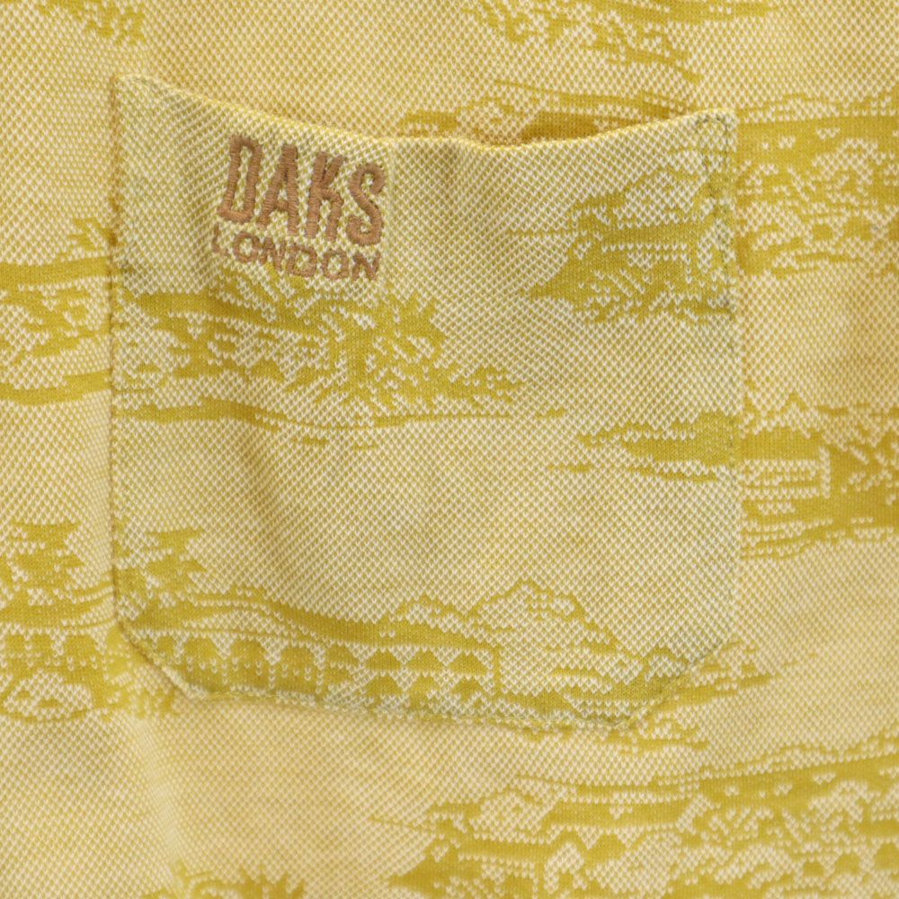 ダックス 日本製 総柄 半袖 ポロシャツ L ブラウン DAKS 鹿の子 メンズ