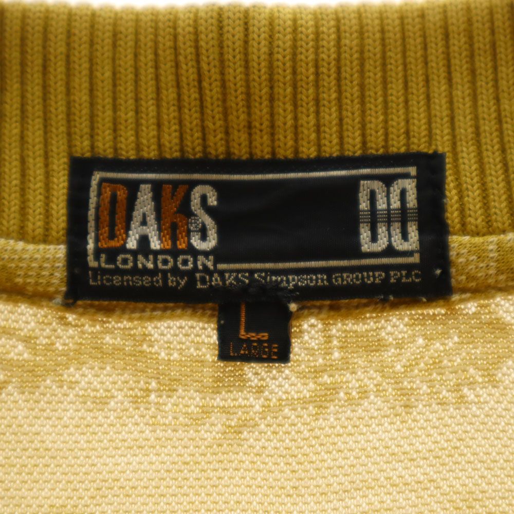 ダックス 日本製 総柄 半袖 ポロシャツ L ブラウン DAKS 鹿の子 メンズ